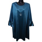 Βελούδινο Εβαζέ Φόρεμα με Βολάν στο Μανίκι