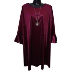 Βελούδινο Εβαζέ Φόρεμα με Βολάν στο Μανίκι